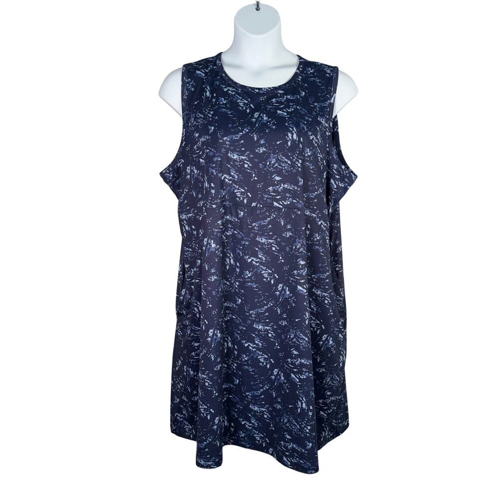 Columbia Dress Womens 3X Navy Print Sleeveless PFG Freezer Tank UPF 50 Fishing